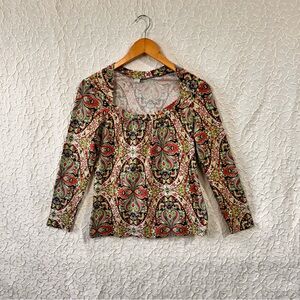 Ann Taylor Loft Women’s Size Small Long Sleeve Casual Tee Multi Color Cotton